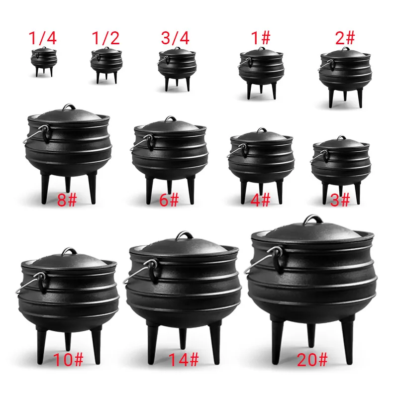 Pre-Seasoned Cast Iron Cauldron | African Potjie Pot with Lid | 3 Legs for Even Heat Distribution