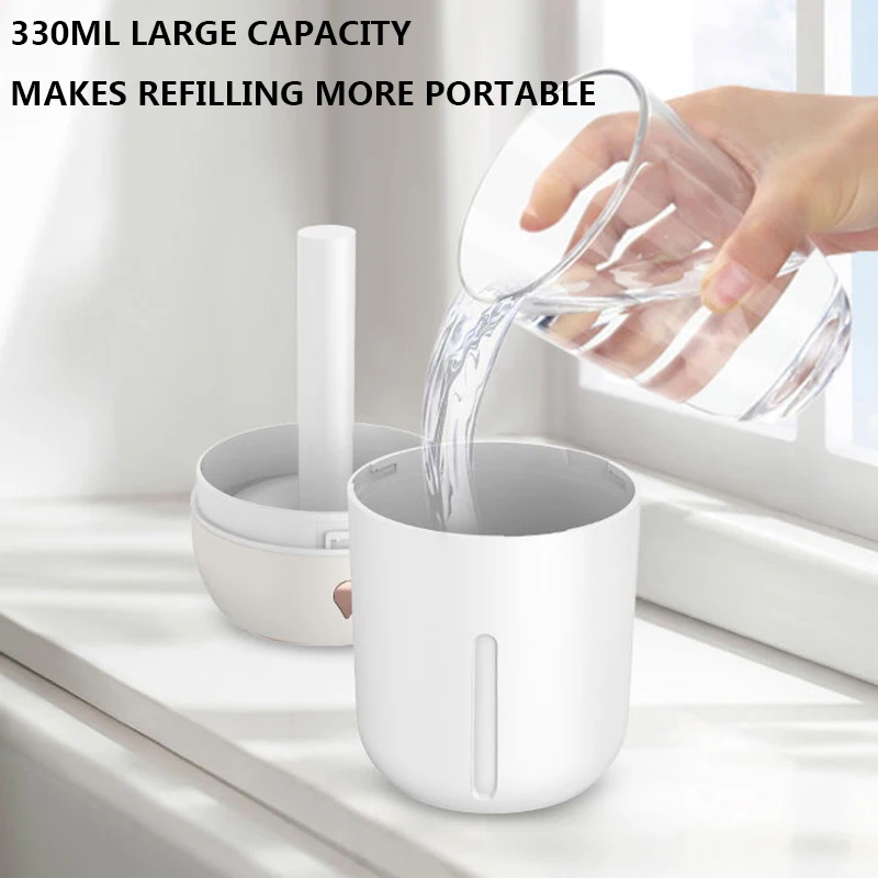 Customizable logo home, car portable small humidifier nano water mist colorful lights 330ml large water tank humidifier