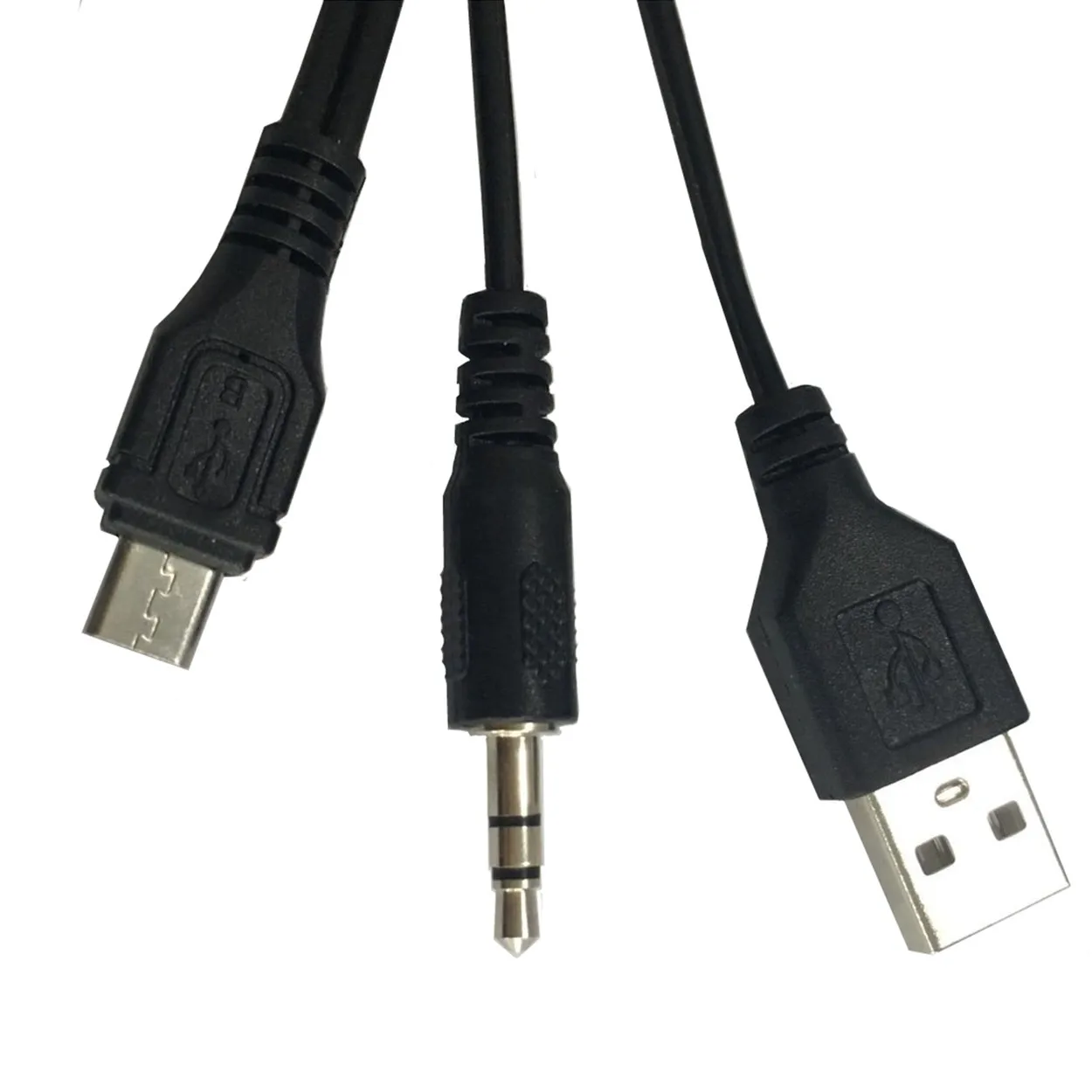 Micro USB 5Pin+3.5mm AUX to USB Male Audio Adapter Cable