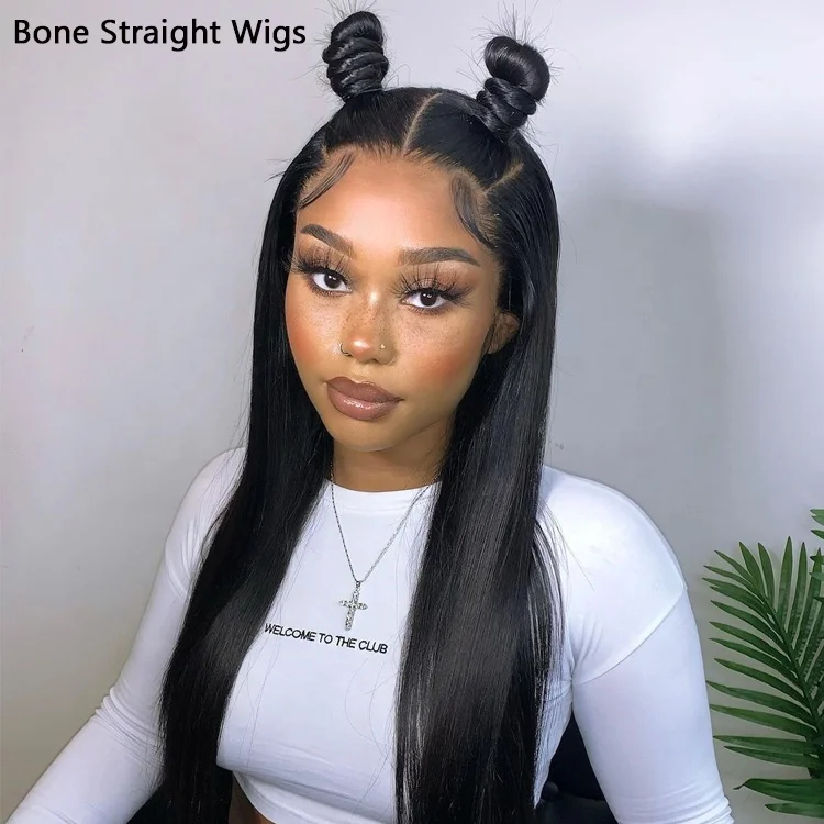 Оптовая продажа, индийские натуральные двойные волосы с выравненной кутикулой, прямые человеческие волосы, фронтальный парик на сетке