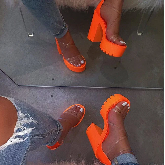 Bulk Wholesale Shoes Sexy White Clear PVC High Platform Women Shoes Sandals