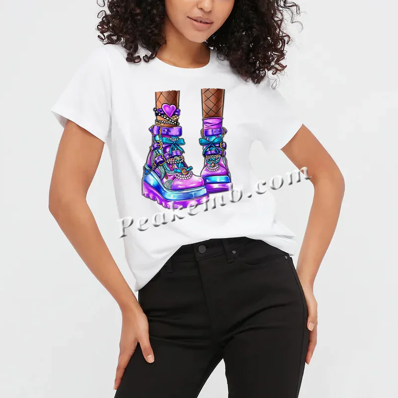 Fancy Punk Shoes High Heels DTF Prints Transfer Iron on High Heels Shoes Sublimation Design for T-shirts
