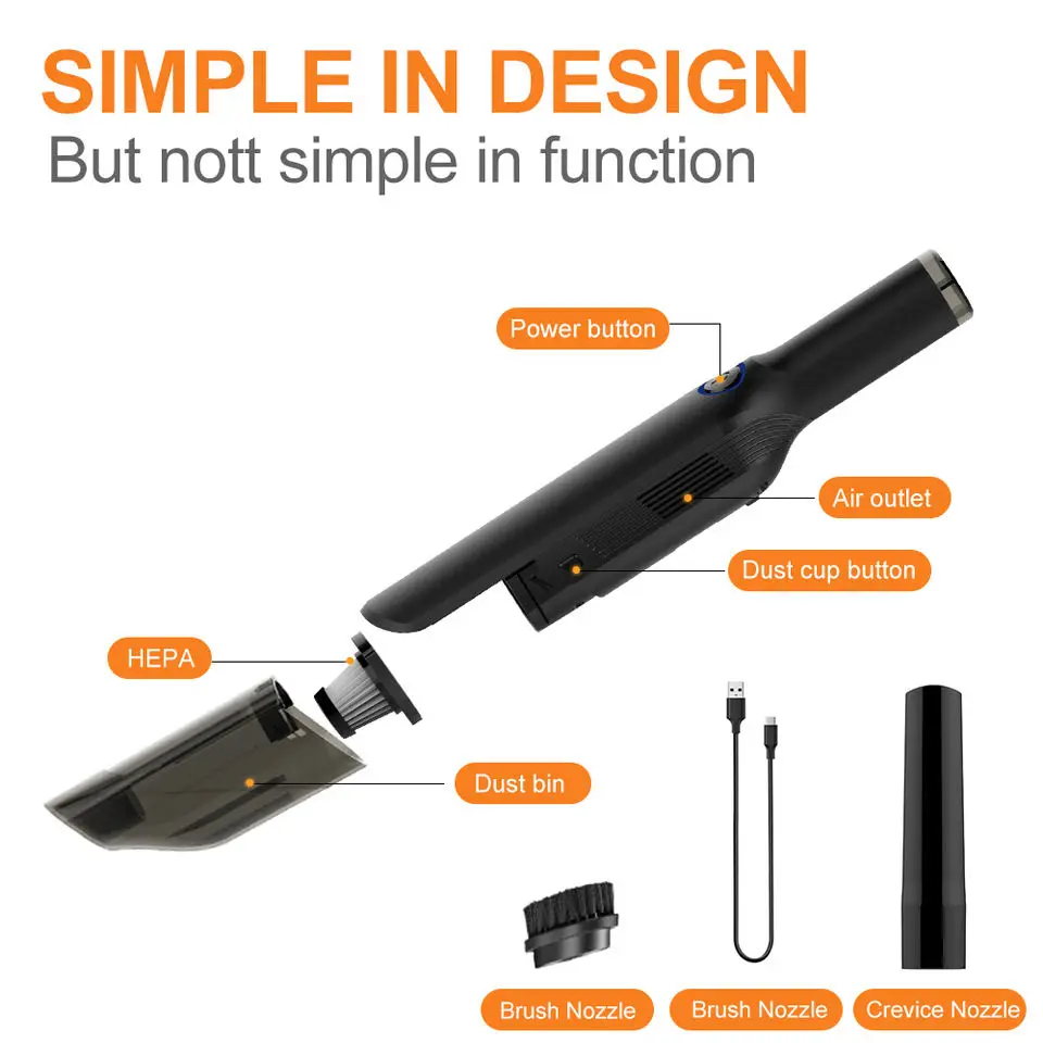 Car vacuum cleaner portable power high suction car household cat and dog pet hair strong handheld vacuum cleaner