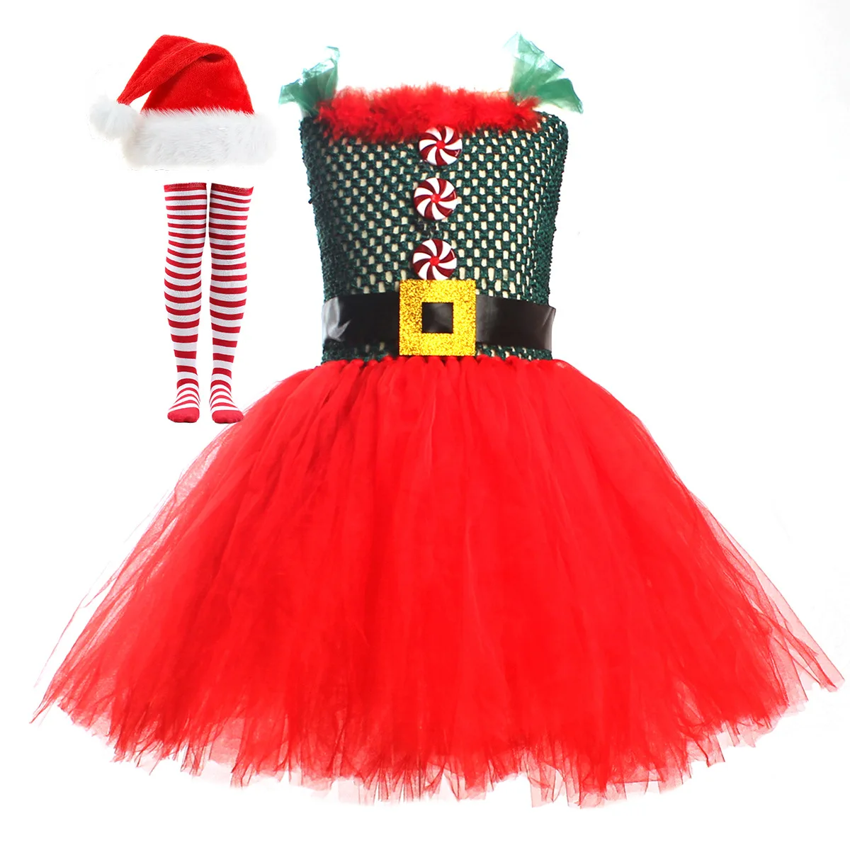 2024  Kids Girls Cutout Bodice Tutu Dress and Lovely Suit Christmas Dress Up Costumes for Cosplay