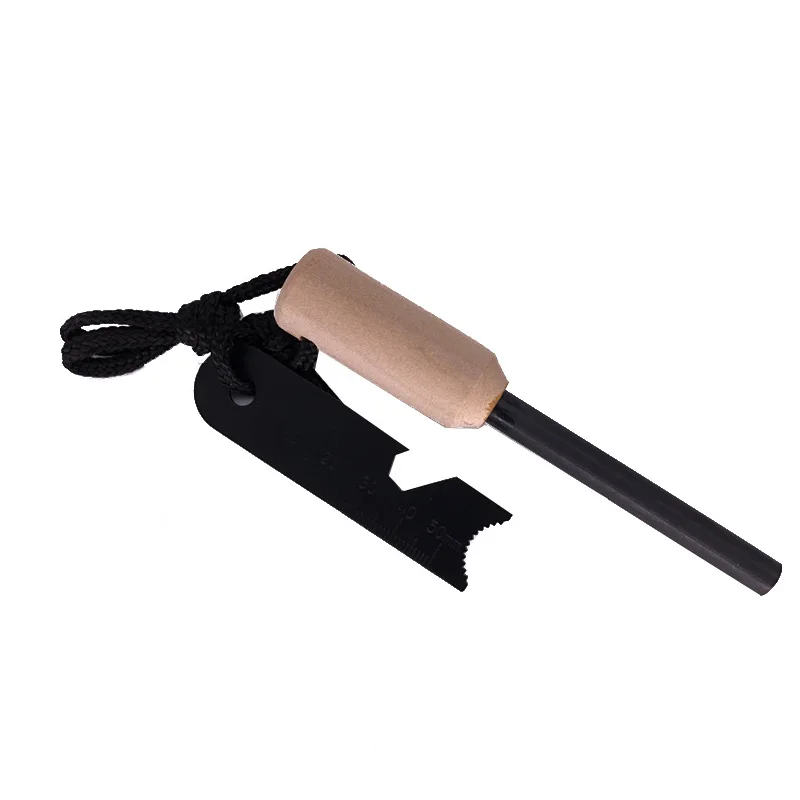 Thick Bushcraft Fire Steel Wood Handle Ferro Rod Flint Fire Starter for Survival
