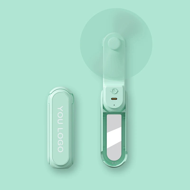 Портативный перезаряжаемый ручной мини-вентилятор с USB-аккумулятором небольшой открытый офисный охлаждающий вентилятор 3 в 1 зеркалом и подвесным Канатом