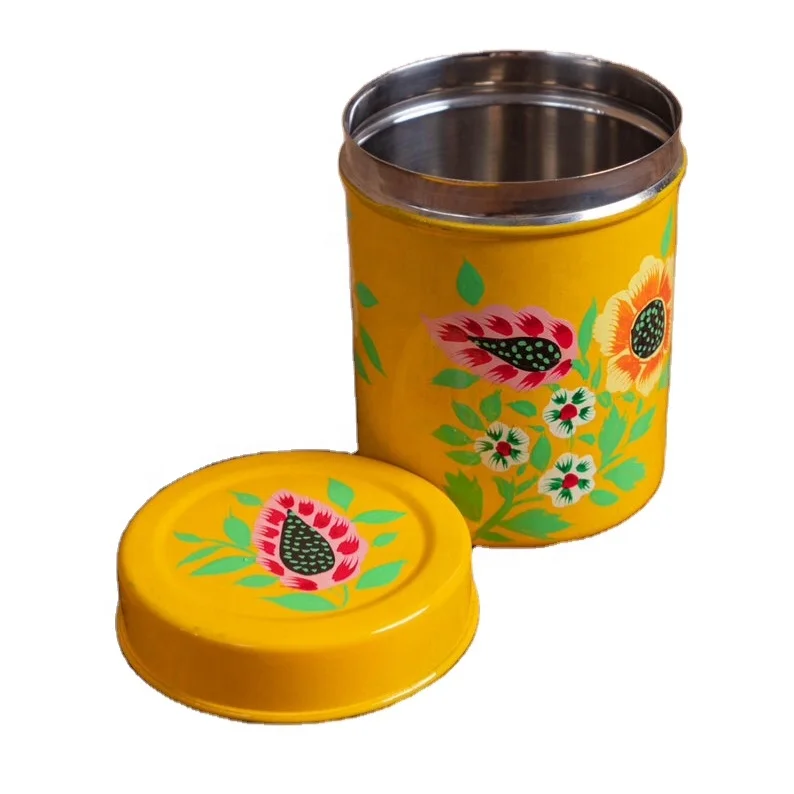 Canisters , stainless steel food storage box, hand painted canisters