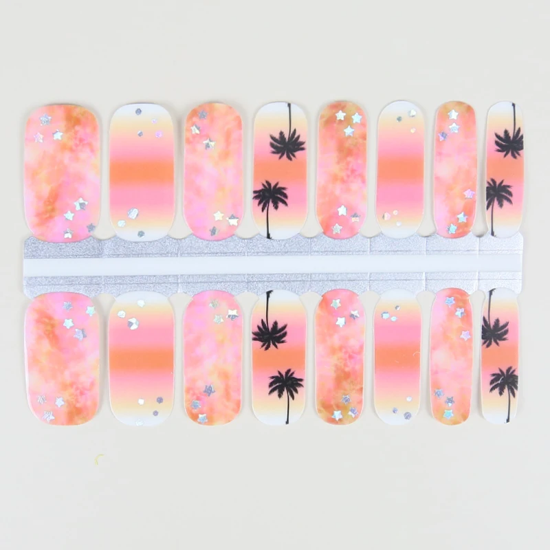 Wholesale eco-friendly adhesive ZB series nail polish strips 100% spring colorful flower pattern custom finger nail polish strip