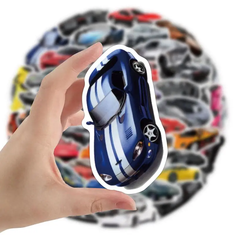 50Pcs Waterproof Sports Car Sticker Custom Vinyl Die Cut Laptop Motorcycle Skateboard Luggage Decal Toy Car Stickers