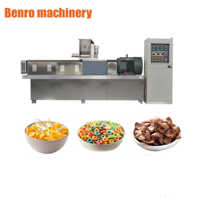 200kgh breakfast cereals production line automatic puff maize corn flakes making machine extruder equipment