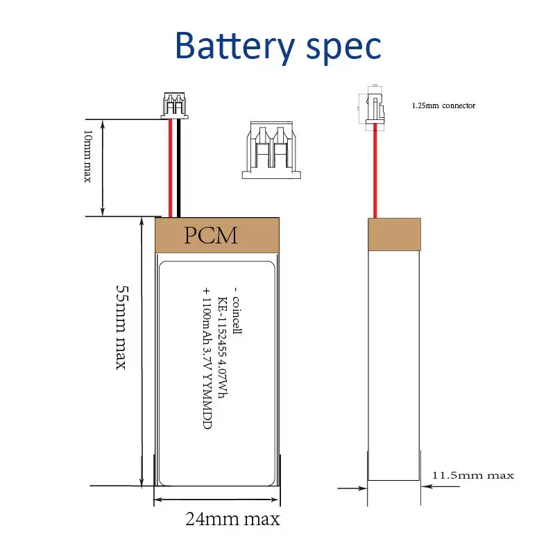 1152455 3 7 V 1100mAh 15C литий-ионный полимерный аккумулятор с высокой скоростью разряда Мини RC UAV для автомобиля