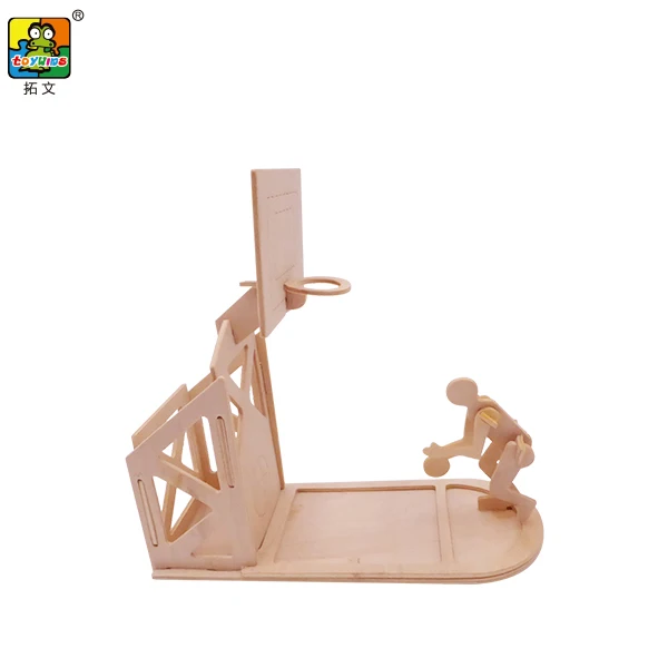 Cotowins 3D wooden educational craft  DIY educational toy Easy Punch Out Brain Teaser Puzzles basketball pen holder wood puzzle