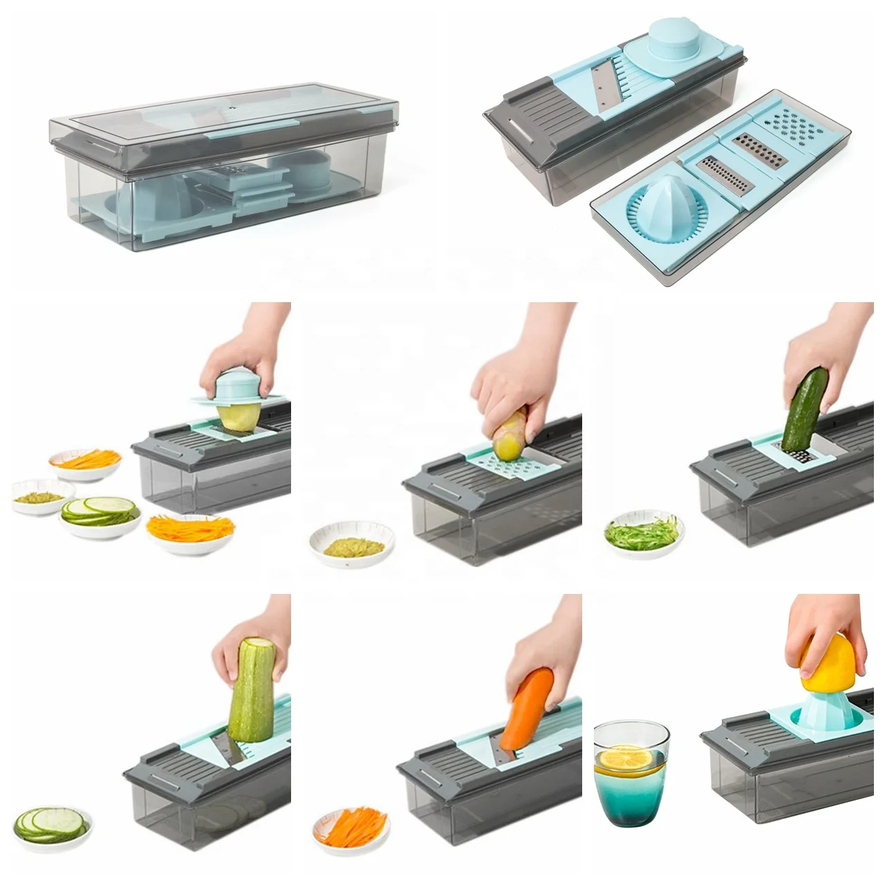 
Mandoline Slicer Kitchen Tools Food Grade 6 in 1 Multifunctional Fruits Slicer Chopper Vegetable Cutter 