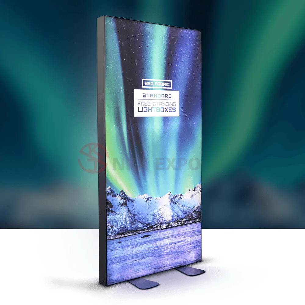 Advertising customized shape modern standard exhibition fair booth stand with lightbox supplier