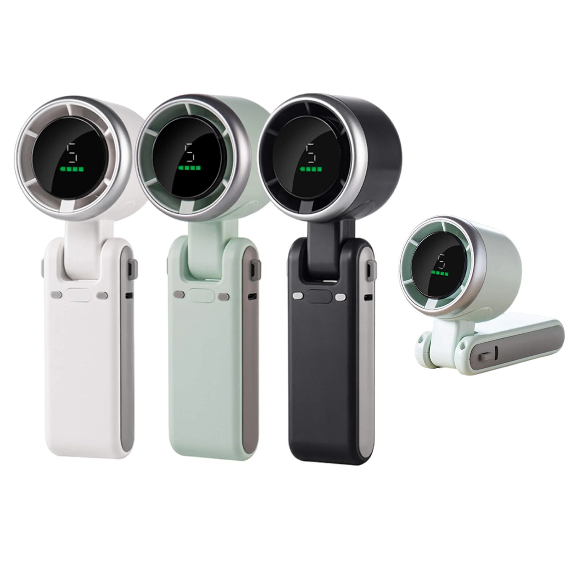 New Design Foldable High Speed 13550rpm Handheld Turbo Fan Personal Desk Fan Wearable Small Mini Fan with Smart Digital Display