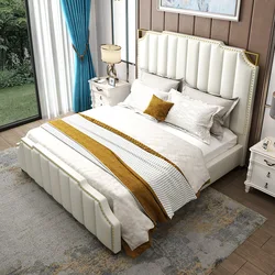 Bedroom furniture sets no mattress  king queen twin fashion upholstered Storage  bed frame 1.8m double modern soft leather beds