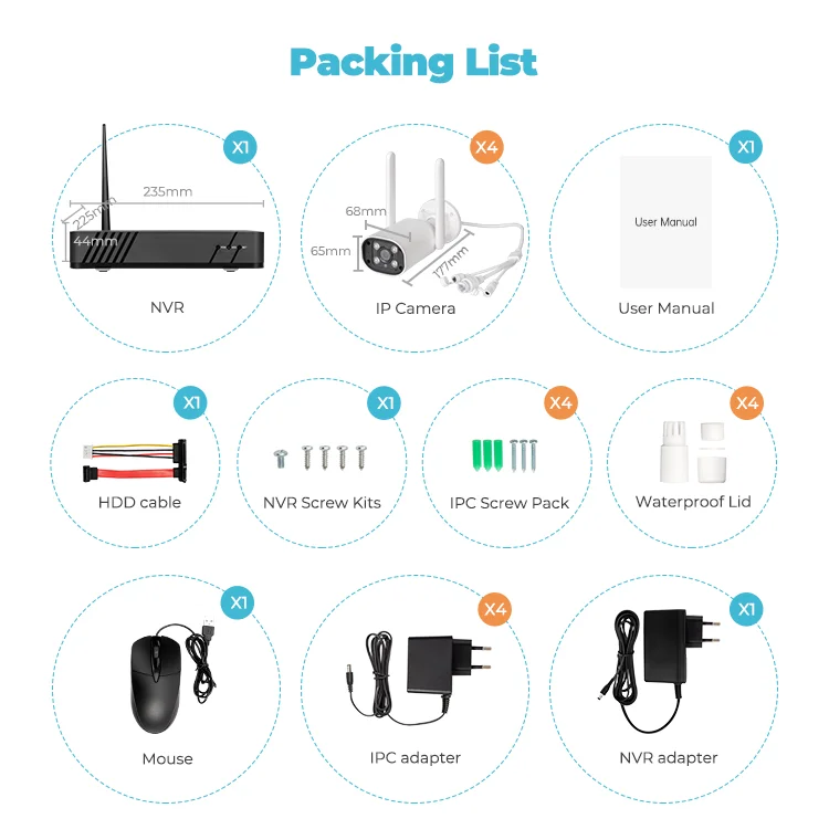 Tuya Wireless CCTV Audio Video Security Camera System Long Range Wifi CCTV Camera Monitor Full HD Kit NVR Wifi Kit