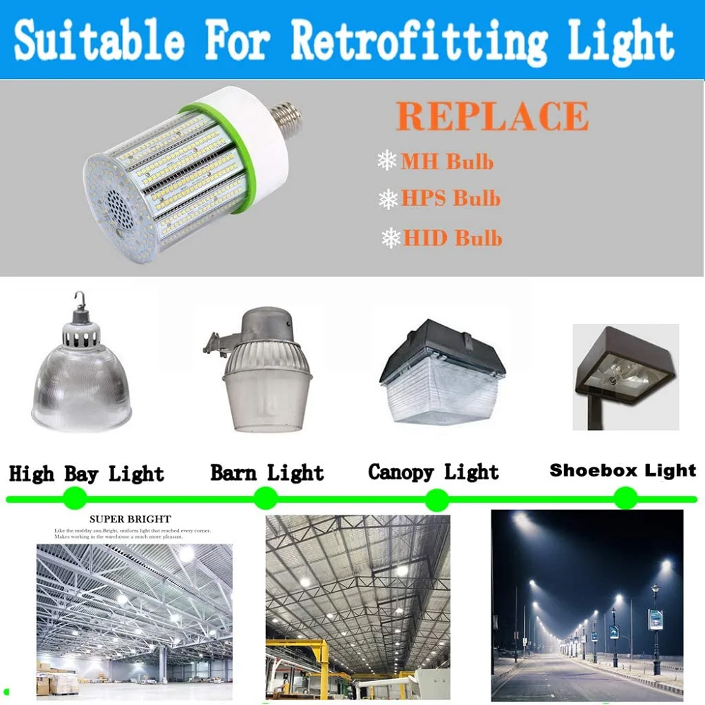 fast shipping IP65 led corn lights lamp bulb dimmable E39  20w 40w 54w75w 100w 120w 150w