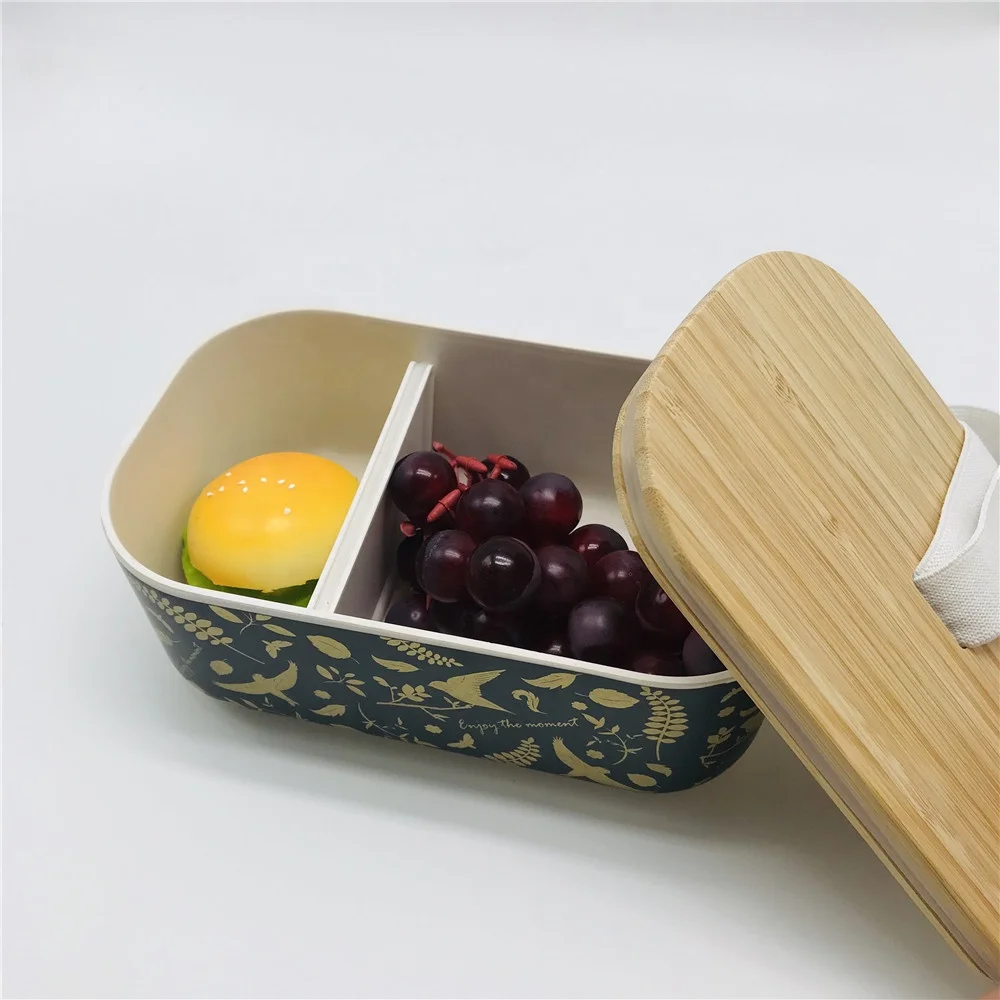 Eco Friendly Biodegradable Bamboo fiber deep divided lunch box PLA plant based lunchbox bento box microwave safe BPA free