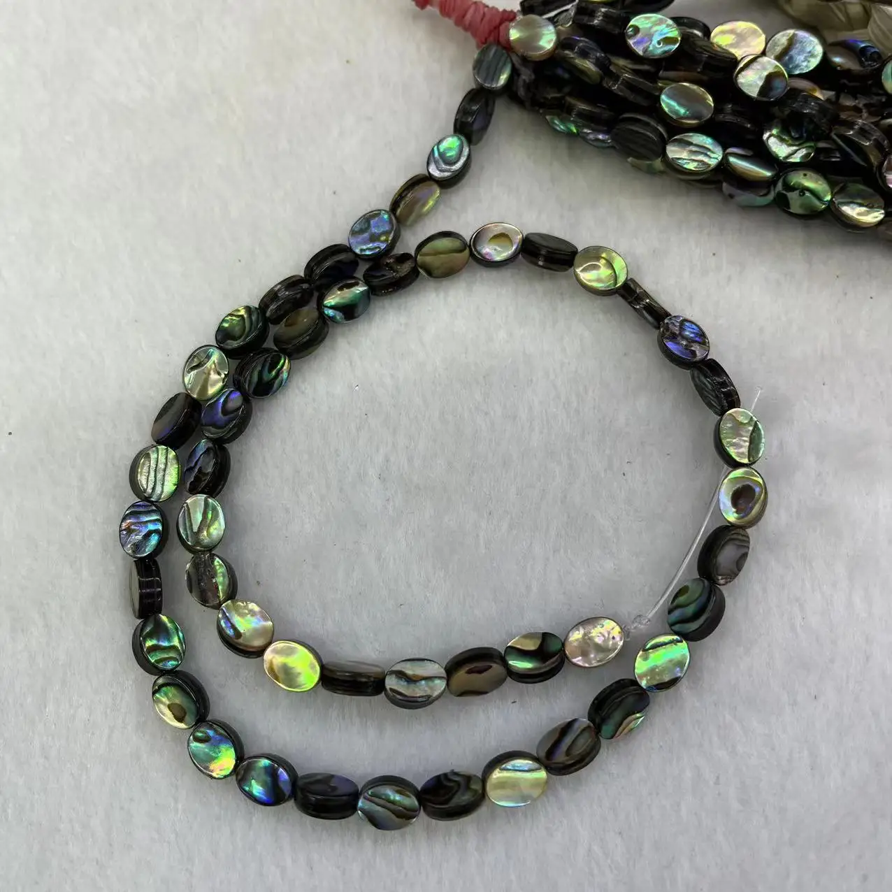 best selling fashion jewelry DIY Flat Oval Abalone Shell Beads & different size for choice multi-colored Length Approx 39cm