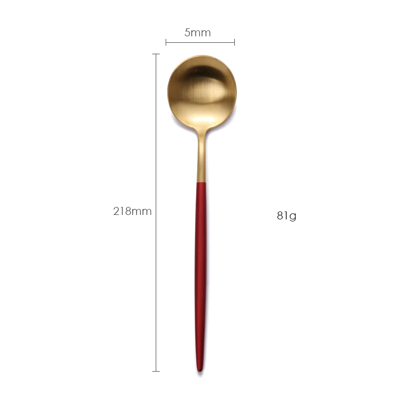 Набор столовых приборов для домашнего ужина 5 штук столовые приборы из матового красного золота с вилкой цветные свадебные металлические