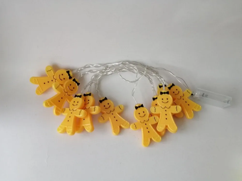 10 LED Christmas Decoration Ornament Lights Set Novelty Gingerbread Men String Lights Battery Gingerbread Cookie Man Night Light