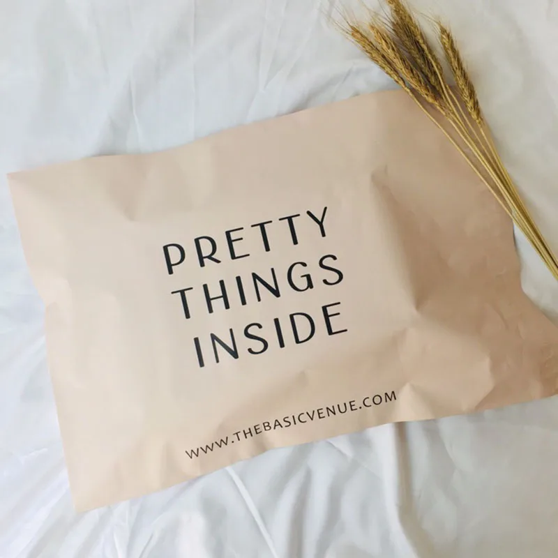Beige Nude Brown Poly Mailers Mail Bag Custom Logo Shipping Bags For Clothing Boutique
