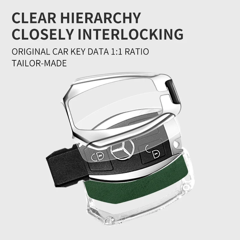 Zinc Alloy Leather TPU Car Key Cover for Mercedes Benz A B C E S Class W204 W205 W212 W213 W176 GLC CLA AMG W177