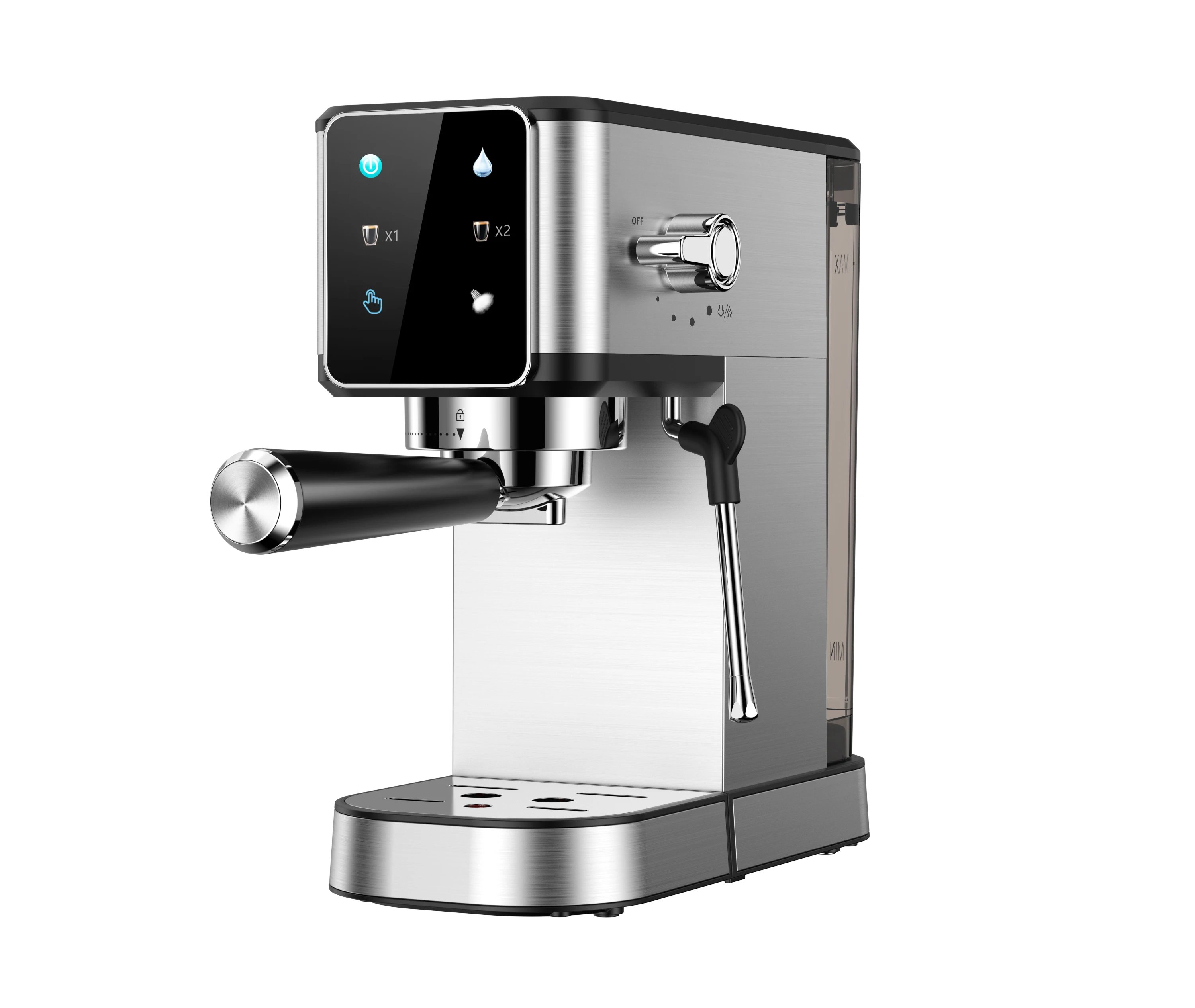 Eco Friendly Digital Button Detachable Frothing Nozzle Rotary Espresso Drip Coffee Making Machine