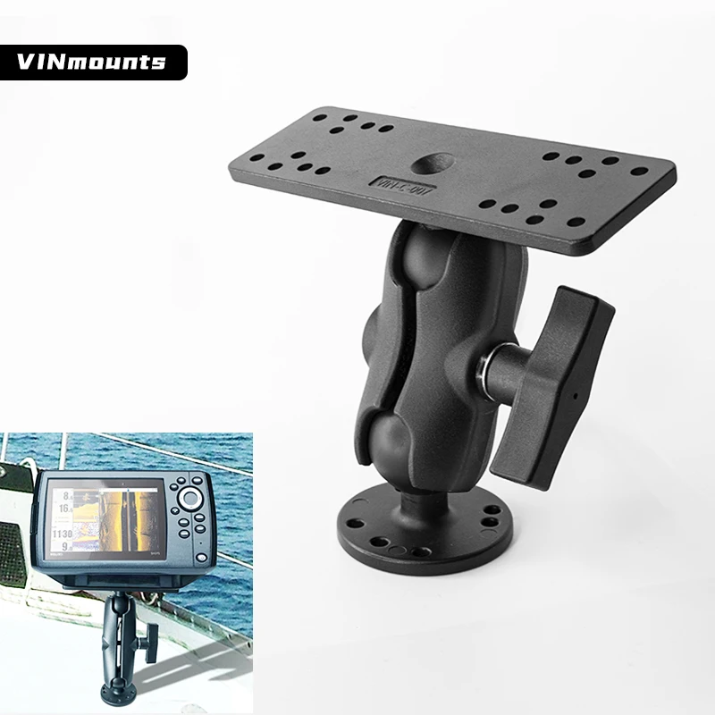 Fishfinder Mount Base 8.7cm Aluminum Arm Ball-Mount Fish Finder Mount 360 Degree Rotation Fish Finder Holder