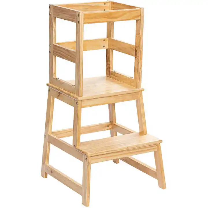 Toddler Tower Kids Step Stool Kitchen Helper Step Stool for Kids and Toddlers 2 Steps Stool with Safety Rail