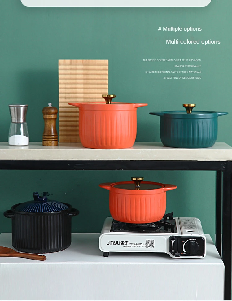 
Nordic Simple Ceramic Casserole Creative Household Casserole Ceramic Stockpot Soup Porridge Pot High Temperature Resistant 