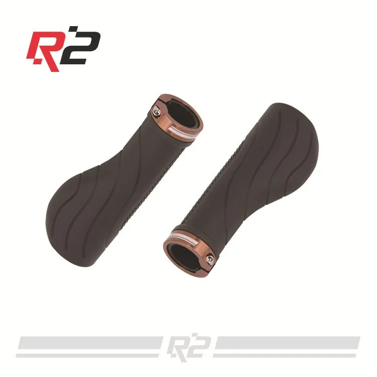 R2 Ningbo HUALONG HL-G242 130mm One Side Locking 	odi Longneck Grip Close End Black TPR Rubber Ergonomic MTB Grips 132mm