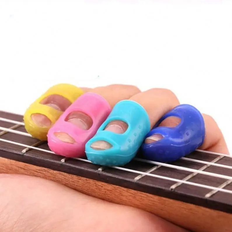 Latest Style 4Pcs/Set Silicone Finger Guards Guitar Fingertip Protectors For Ukulele Guitar S M L Random Color