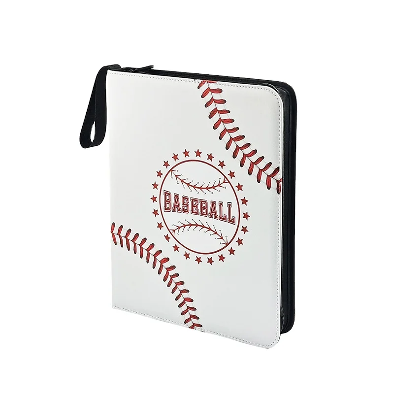 ModernQiu Hot Sale Custom PU Leather  Trading  Baseball  Card Binder With Zipper Closure