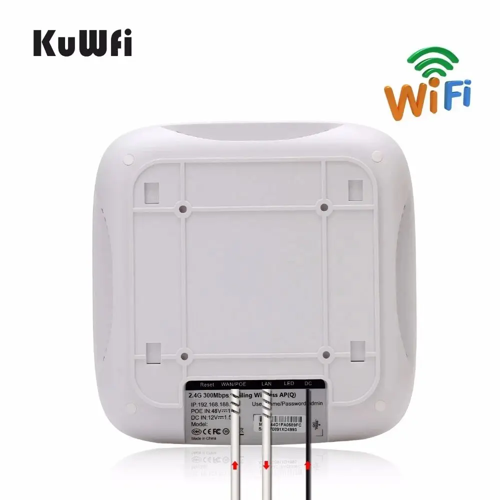 Wholesale KuWFi Ceiling Mount Ap 2.4g 48v Poe Access Point 300mbps Ceiling Ap Router Wireless Ceiling Ap Indoor
