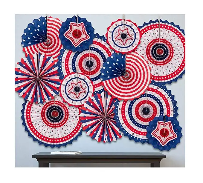 Partycool День Независимости поставки партии 4 июля патриотические украшения фанаты звезды и полосы дизайн