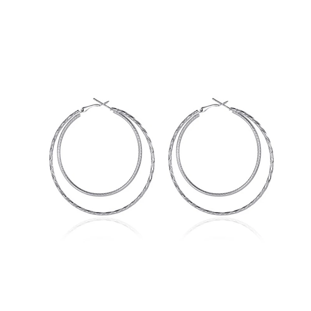 
Superstarer double large round hoop earrings exaggerated geometric carved circle ring earrings custom 