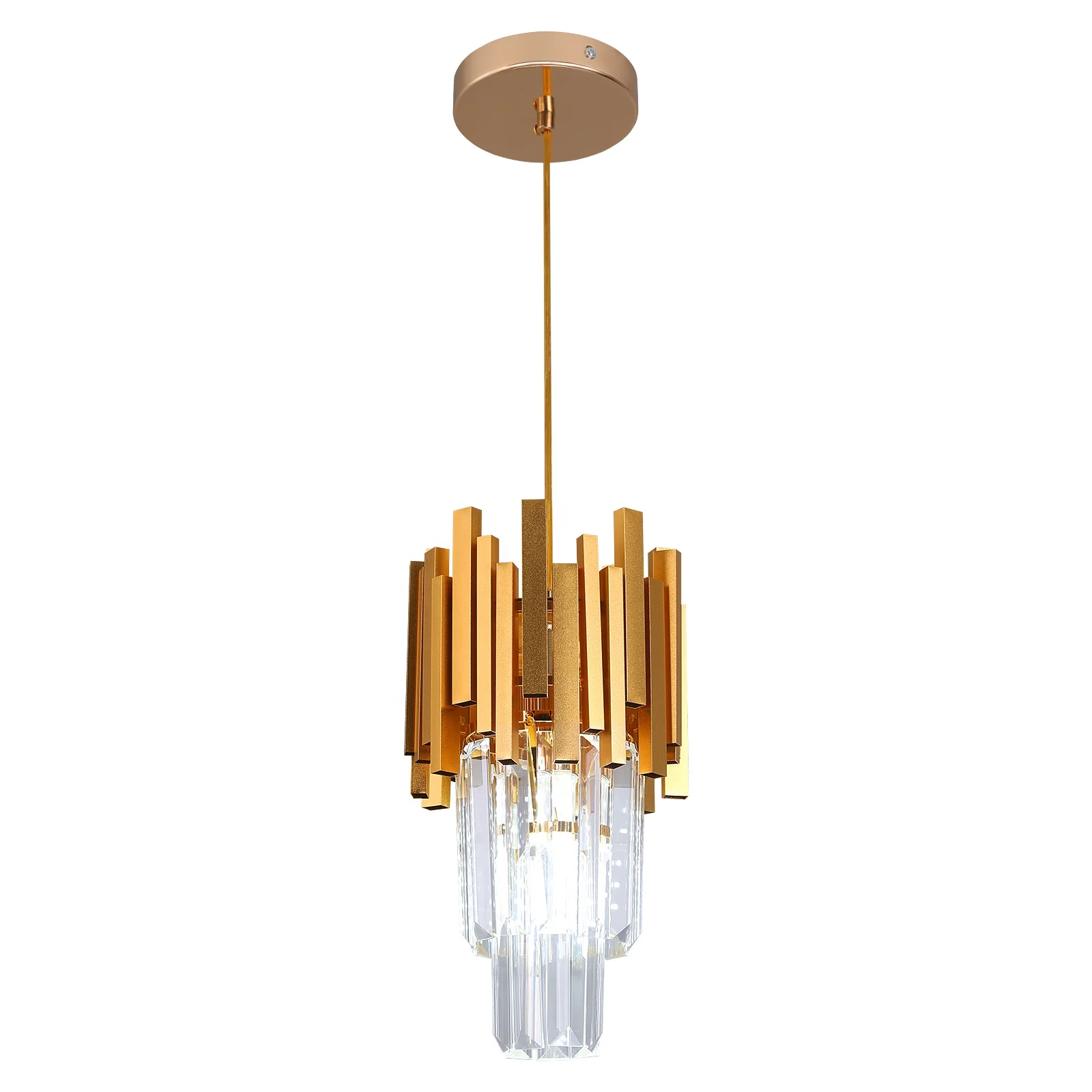 Gold Design 2 Layers Crystal Chandelier Lamp Gold Hanging Pendant light For living room