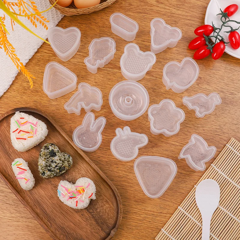 Cute Animal-Shaped Bento Mold Kitchen Food-Grade Plastic Sushi Rice Ball Mold Set Diy Cookie Triangle Love Mold