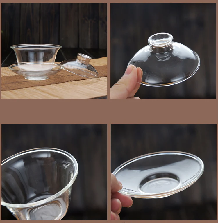 200ml Eco-Friendly Kungfu Tea Gaiwan Handmade Borosilicate Glass Gift Set for Coffee and Drinkware Stocked