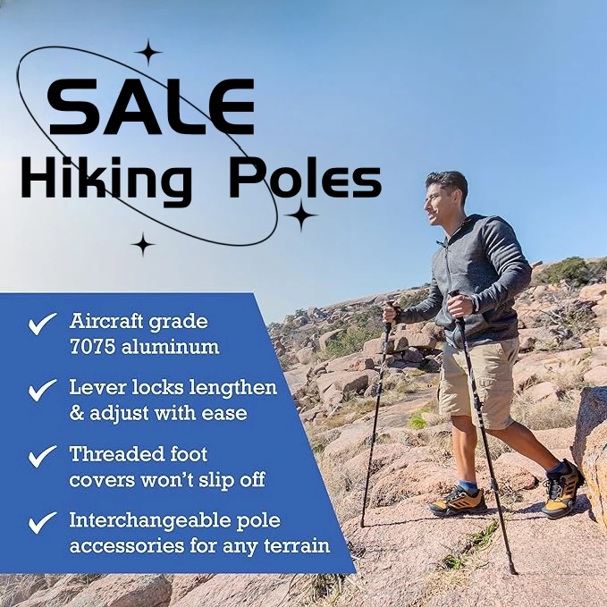 Outdoor Ultralight 7075 Aluminum Hiking Stretching Folding Trekking Pole Mountain Walking Stick
