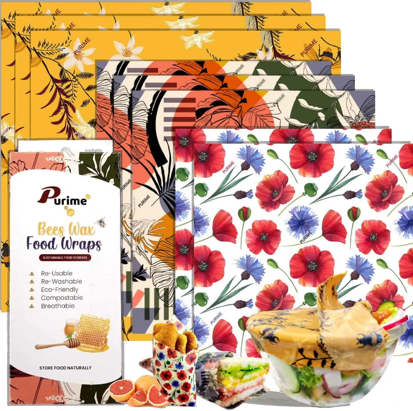 2021 пластмассовая Экологически чистая устойчивая многоразовая обертка пчелиного воска для еды