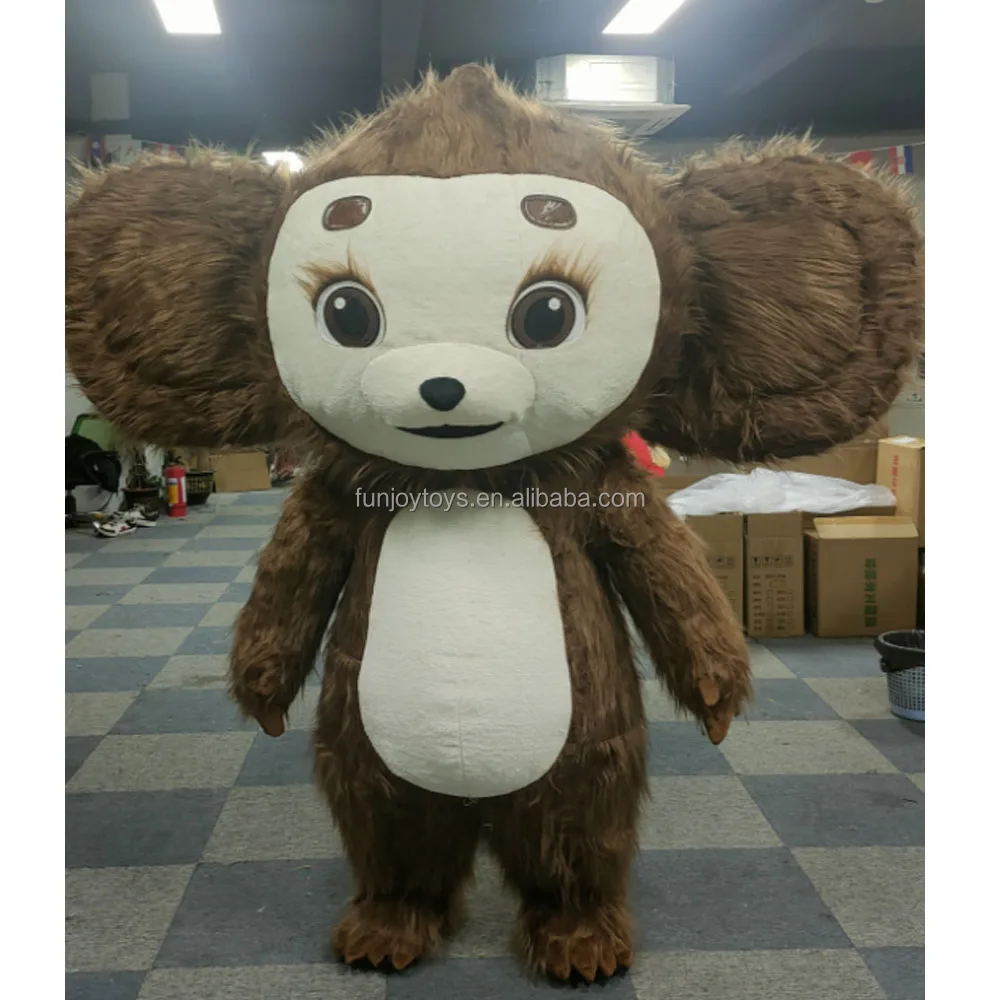 Long fur cute Inflatable Cheburashka mascot costume adult size carnival party monkey mascot costume