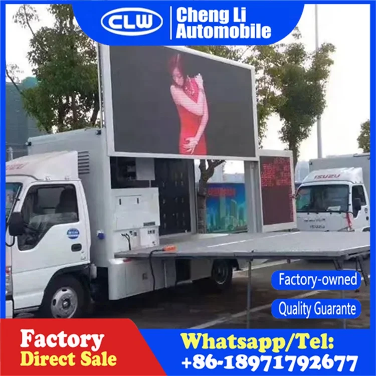ISUZU Mobile 3-side Advertising Vans Car Mounted Screens Led Display Screen Advertising Truck