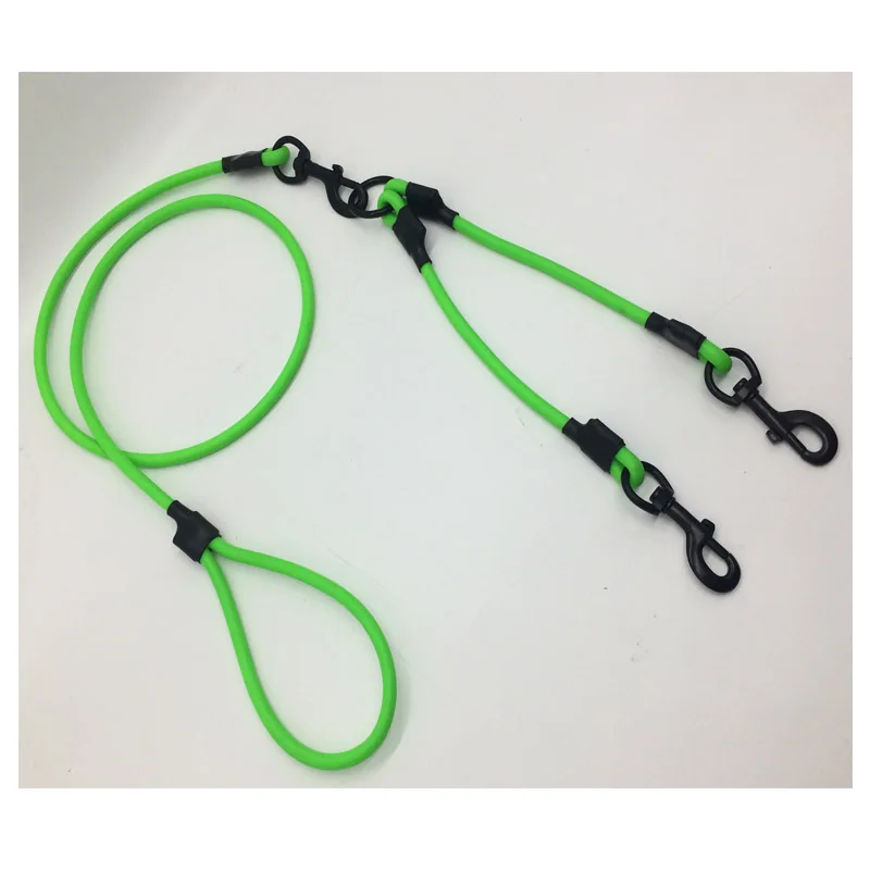 Double Dog Walker Trainer Solid Pattern PVC Coated Nylon Plastic Collars Coupler Leashes for 2 Dogs Animal Inspired Walkers