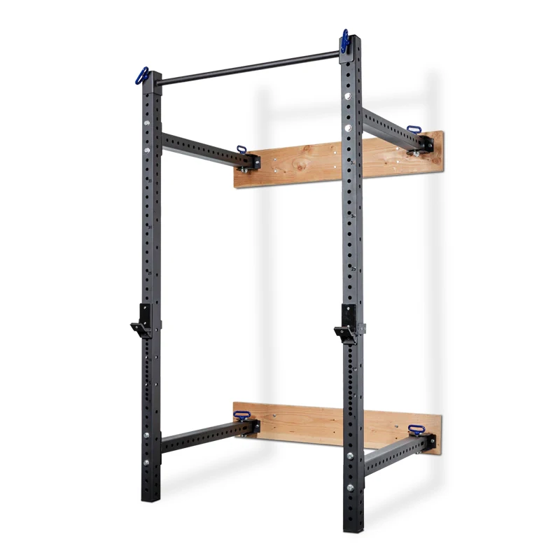 Rouser Fitness Folding Squat Rack foldable rig wall mount hat Fold power rack custom gym fitness rack