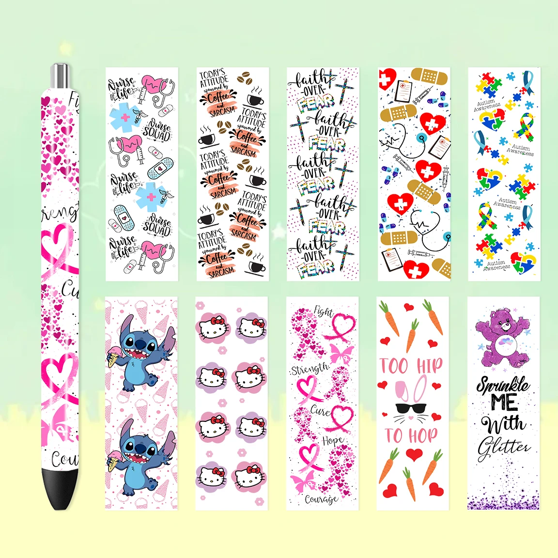 Student Gift Uv Dtf Pen Wraps  Animal Flowers Transfer Paper Stickers Waterproof Crafting Pen Diy logo stickers