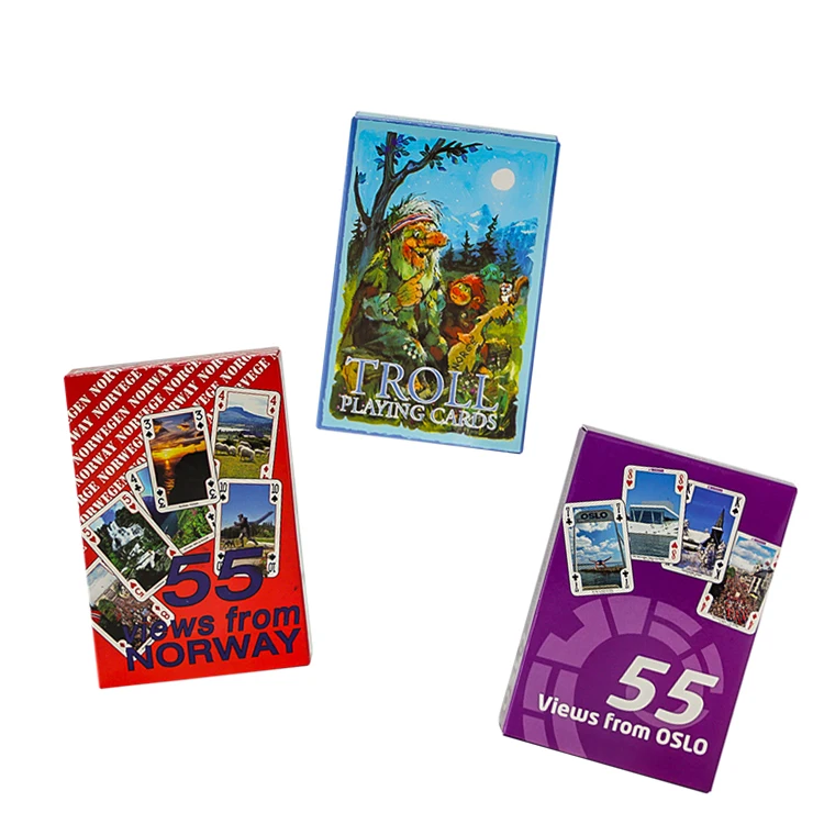 Luxury Customised Durable Plastic Printing Oiled Poker Travel Scenery Playing Cards