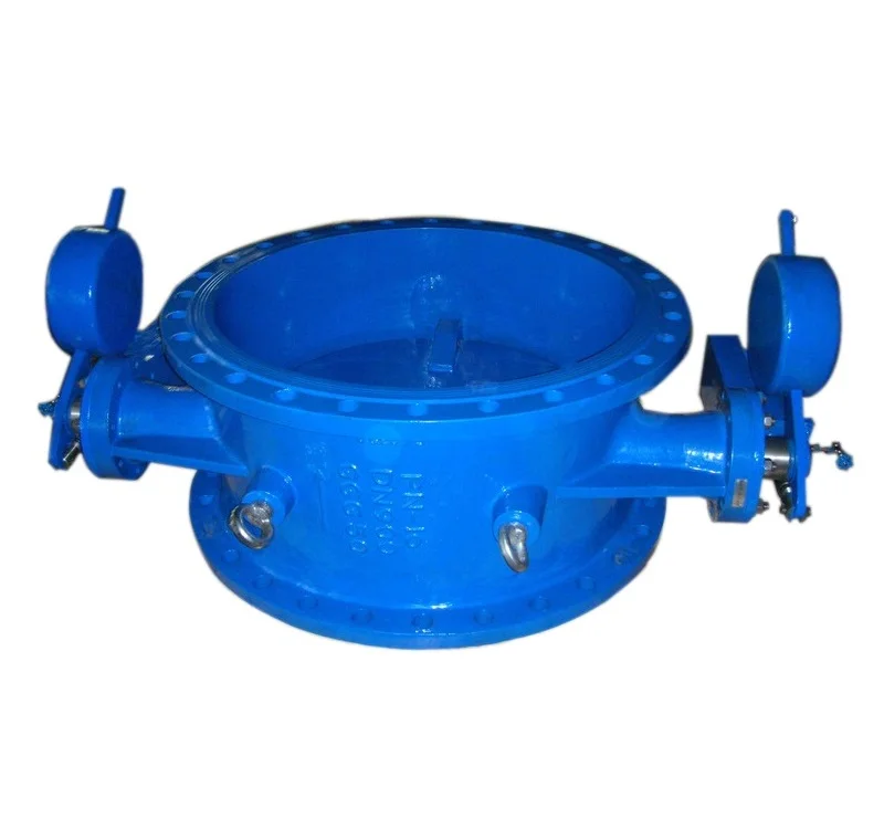butterfly type check valve with double counterweight and hydraulic damper ductile iron body resilient seat DN150-DN2000 PN10/16
